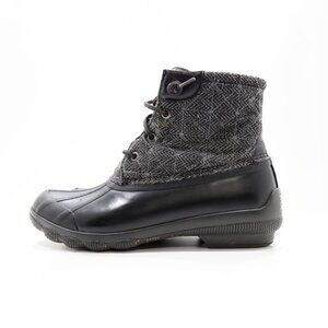 Sperry Saltwater Gray Wool & Black Rubber Waterproof Rain Duck Boots - Women's 7